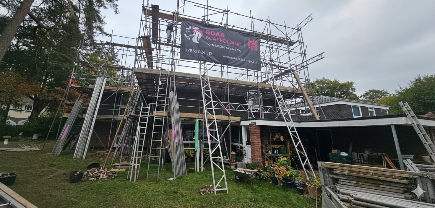 scaffolding domestic work on house